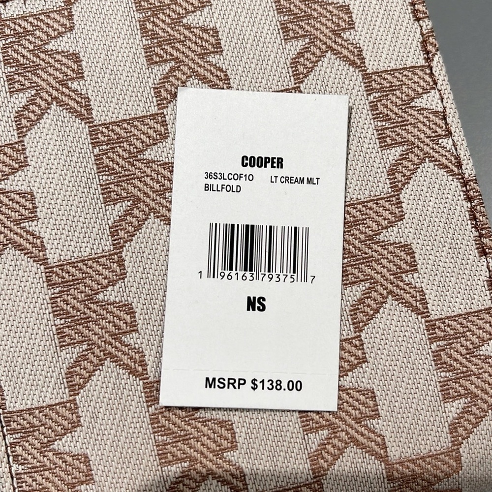 Michael Kors Men’s Women’s Cooper Logo Fabric Billfold Wallet Light Cream Multi - Picture 15 of 16